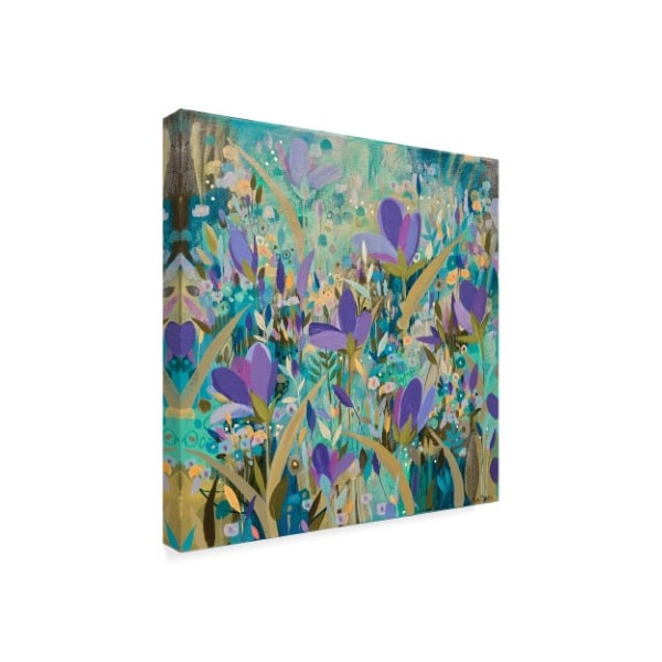 Sue Davis 'Purple Flowers Abstract Modern' Canvas Art,18x18
